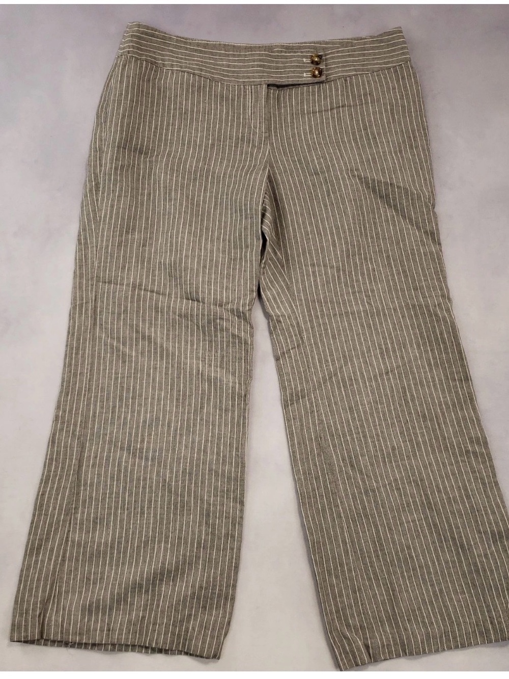 Michael Kors Beige Pinstripe Wide-Leg Trousers
